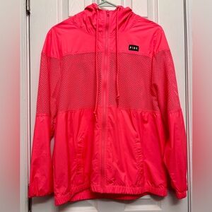 NWOT Victoria’s Secret PINK Neon Coral Mesh Panel Windbreaker Jacket XS